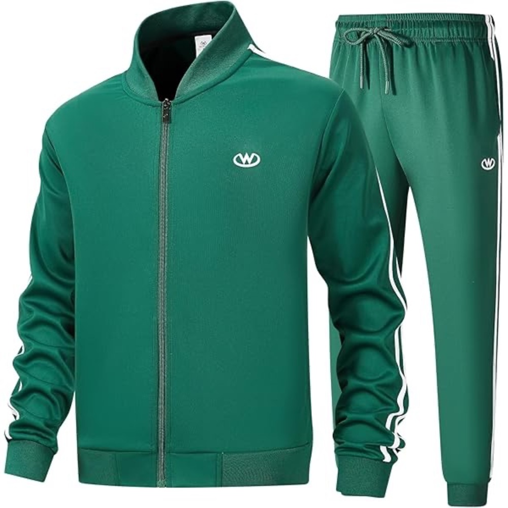Men's Green Track Suit with White Stripes